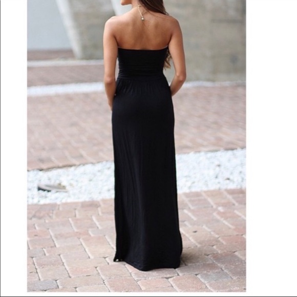 06 Black chic tube maxi dress with side pockets - Picture 8 of 8